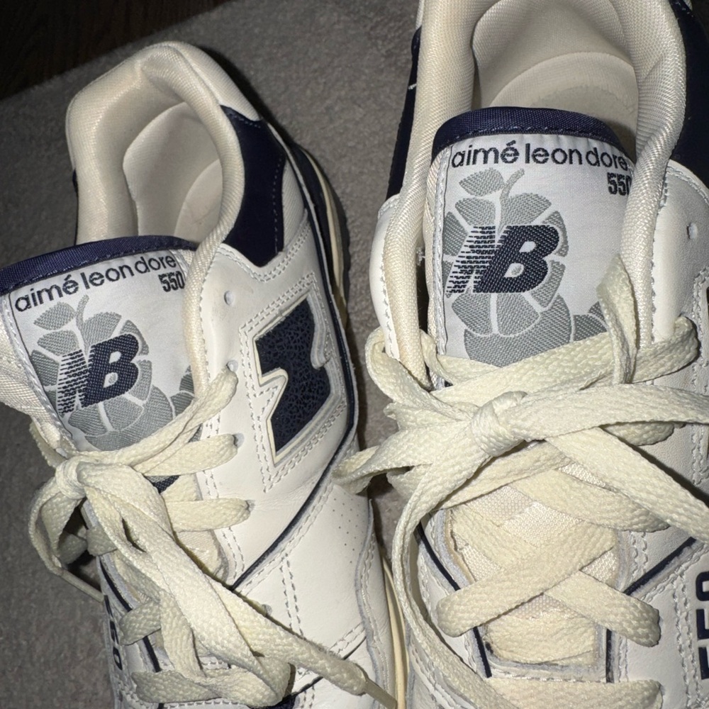 Aime Leon Dore White and Navy Sneakers